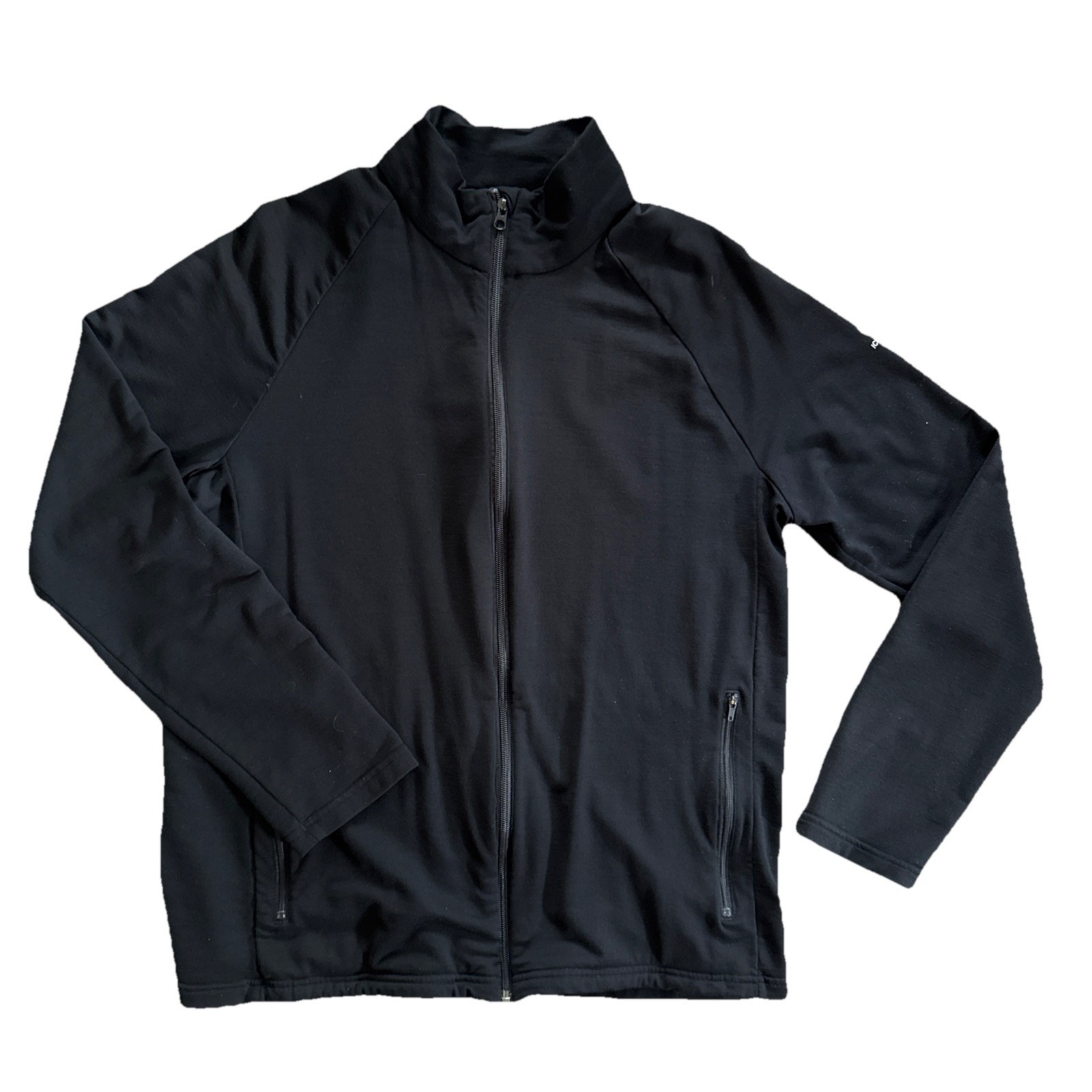 Icebreaker Merino Wool Jacket Men L Black Lightweight Stretch Full Zip Mid Layer